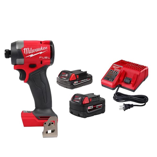 Milwaukee M18 FUEL 18V Lithium Ion Brushless Cordless 1 4 in. Hex Impact Driver with 1 5.0 Ah 1 2.0 Ah Battery and Charger 2953 20 48 59 1852 The Home Depot