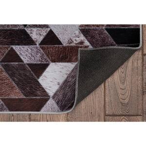 3 ft. x 5 ft. Brown and Beige Laredo Lockhart Patchwork Faux Cowhide Accent Rug