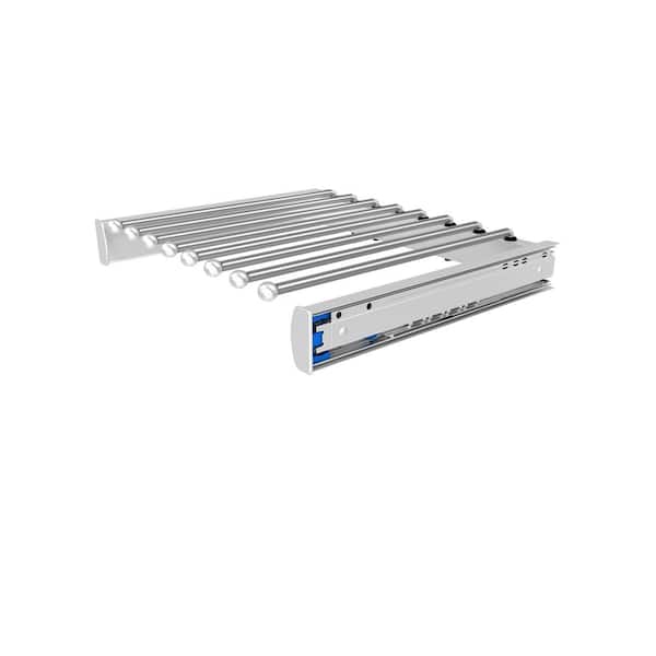 18 in. Polished Chrome Pullout Valet Rod Pants Organizer with Soft-Close for Custom Closet Systems