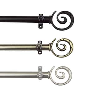28 in. - 48 in. Telescoping Single Curtain Rod Kit in Black with Spiral Finial