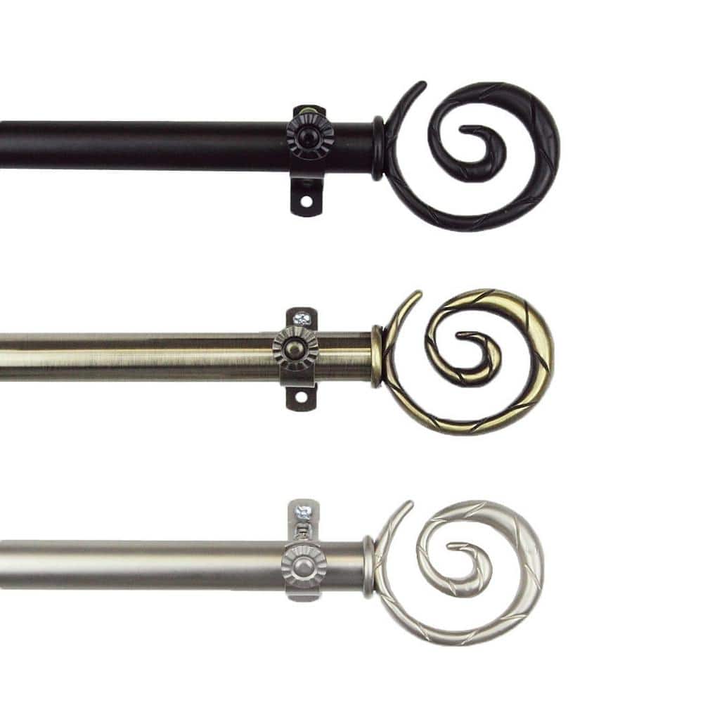 48 in. - 84 in. Telescoping Single Curtain Rod Kit in Black with Spiral Finial price history on PriceWatchPro