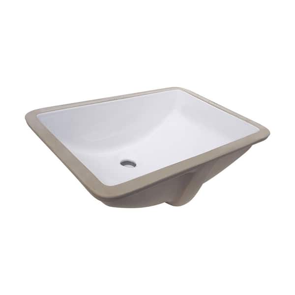 Rhythm Series 21 in. Rectangular Undermount Single Bowl Bathroom Sink in White