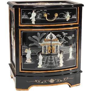 24 in. W Black Lacquer Nightstand