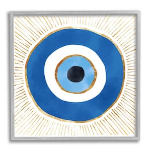 Evil Eye Symbol Striped Rays Design By Ziwei Li Framed Culture Art Print 24 in. x 24 in.