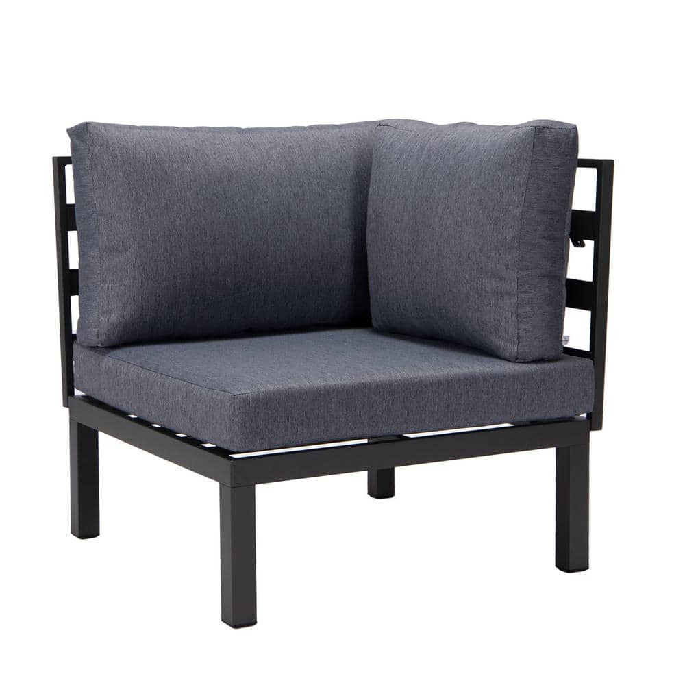 Hamilton Charcoal Blue Aluminum 6-Piece Modular Outdoor Patio Sectional Set