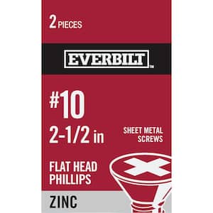 #10 x 2-1/2 in. Phillips Flat Head Zinc Plated Sheet Metal Screw (2-Pack)