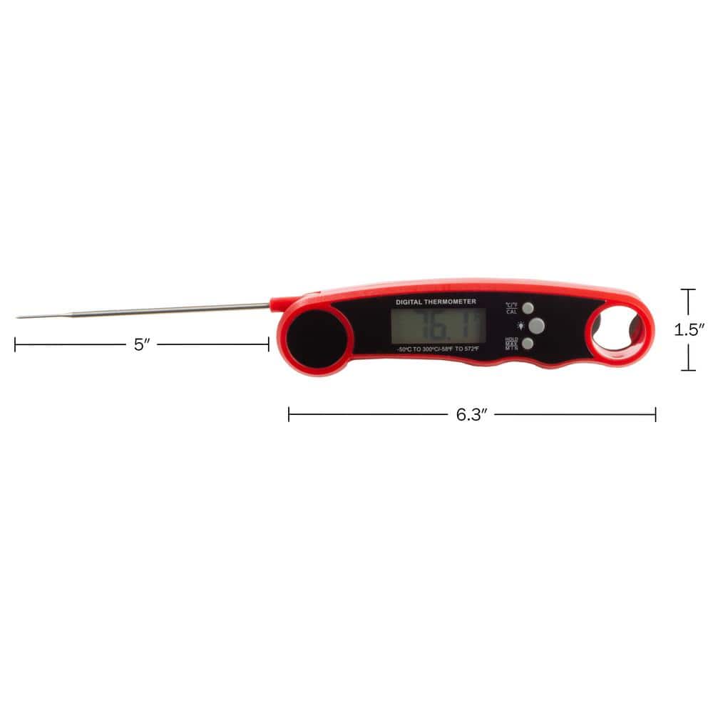 Red Water-Resistant Digital Wireless Meat Thermometer