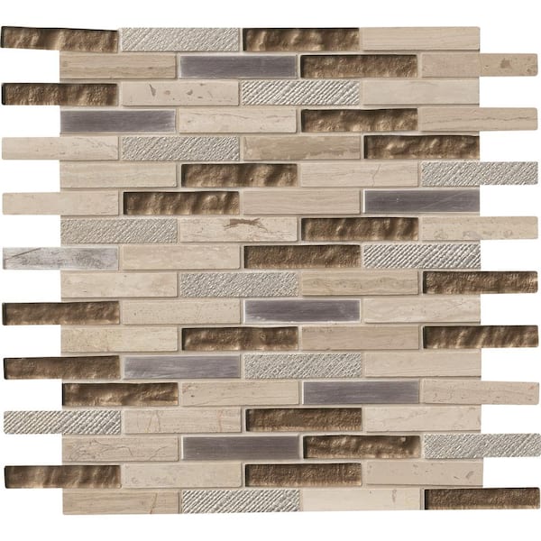 MSI Diamante 12 in. x 13.13 in. Glossy Glass; Stone Brick Look Wall Tile (9.8 sq. ft./Case)
