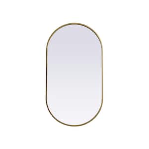 Simply Living 20 in. W x 36 in. H Oval Metal Framed Brass Mirror
