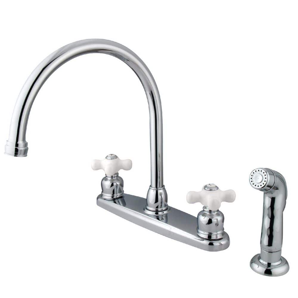 Vintage 2-Handle Deck Mount Centerset Kitchen Faucets with Side Sprayer in Polished Chrome price history on PriceWatchPro