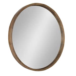 Medium Round Rustic Brown Contemporary Mirror (30 in. H x 30 in. W)