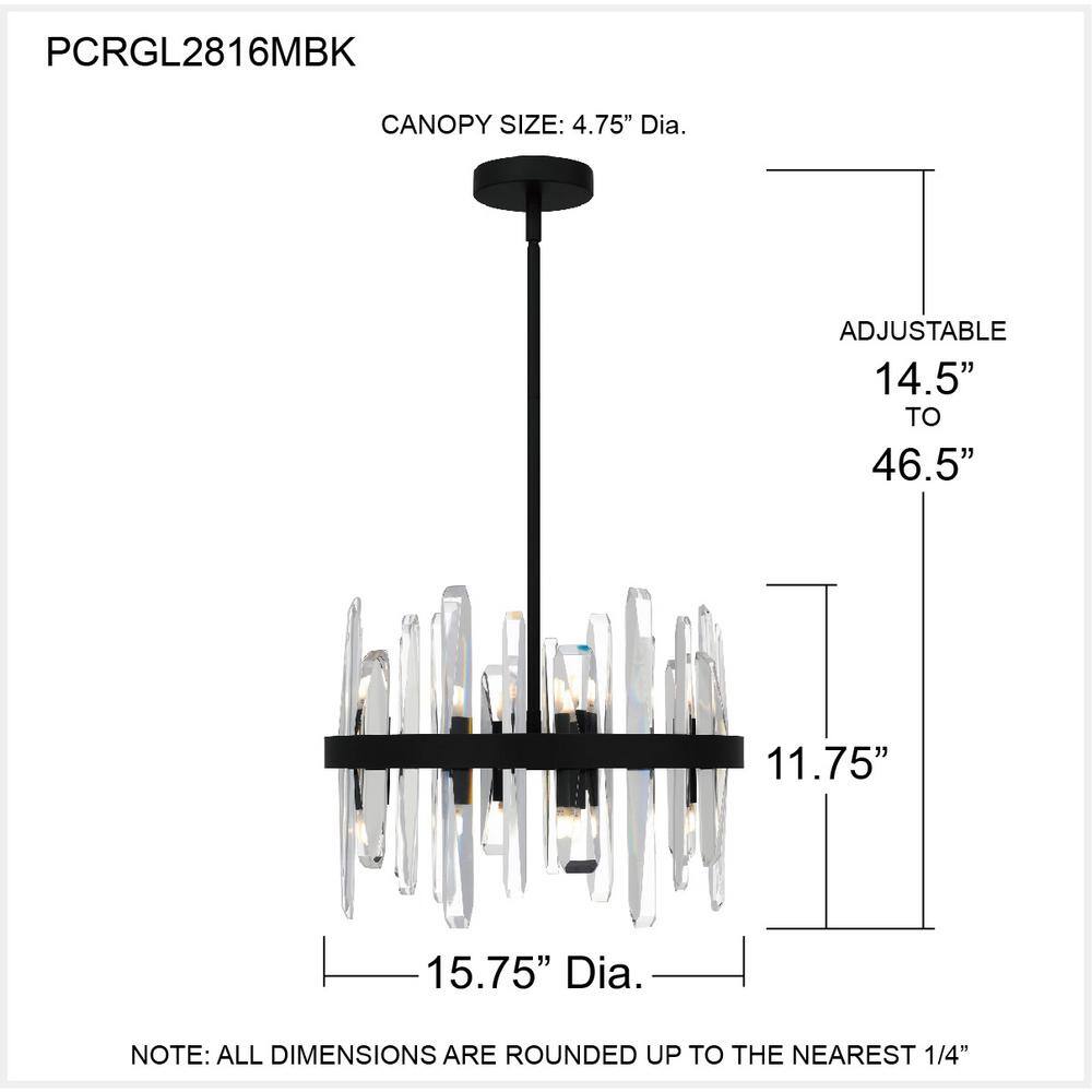 Regal Matte Black and Clear Glass 8-Light Pendant