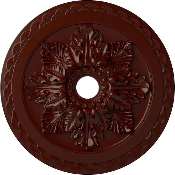 Ekena Millwork 2" x 23-5/8" x 23-5/8" Polyurethane Bordeaux Deluxe Ceiling Medallion, Brushed Mahogany