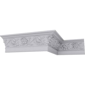 SAMPLE - 2-1/8 in. x 12 in. x 3-1/8 in. Polyurethane Floral Crown Moulding