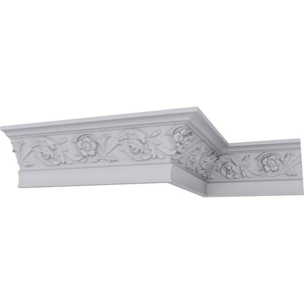 Ekena Millwork SAMPLE - 2-1/8 in. x 12 in. x 3-1/8 in. Polyurethane Floral Crown Moulding