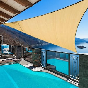 10 ft. x 10 ft. x 14 ft. 185 GSM Sand Triangle Sun Shade Sail, for Patio Garden and Swimming Pool