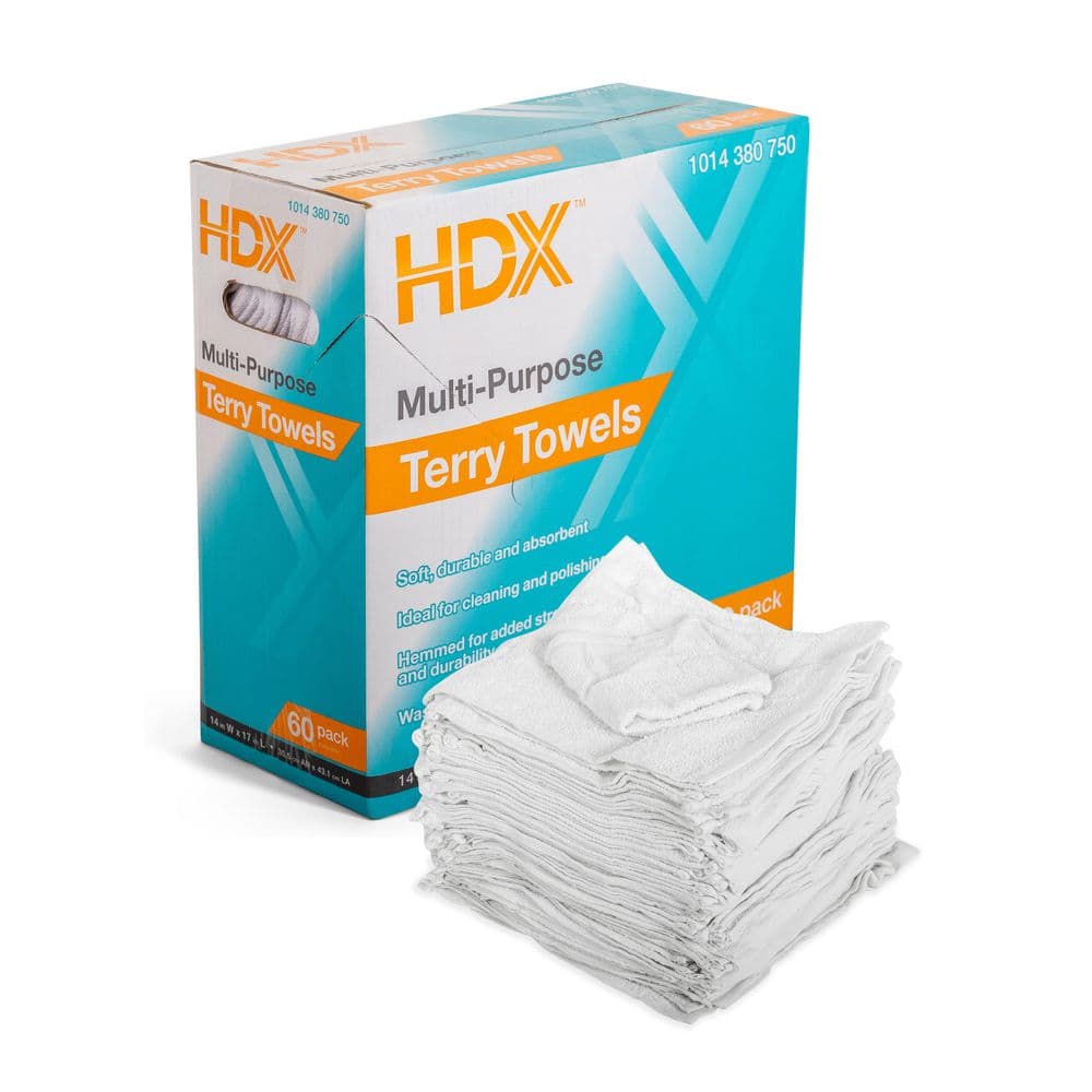 HDX 14 in. x 17 in. Multi-Purpose Terry Towel (60-Pack) T-00901