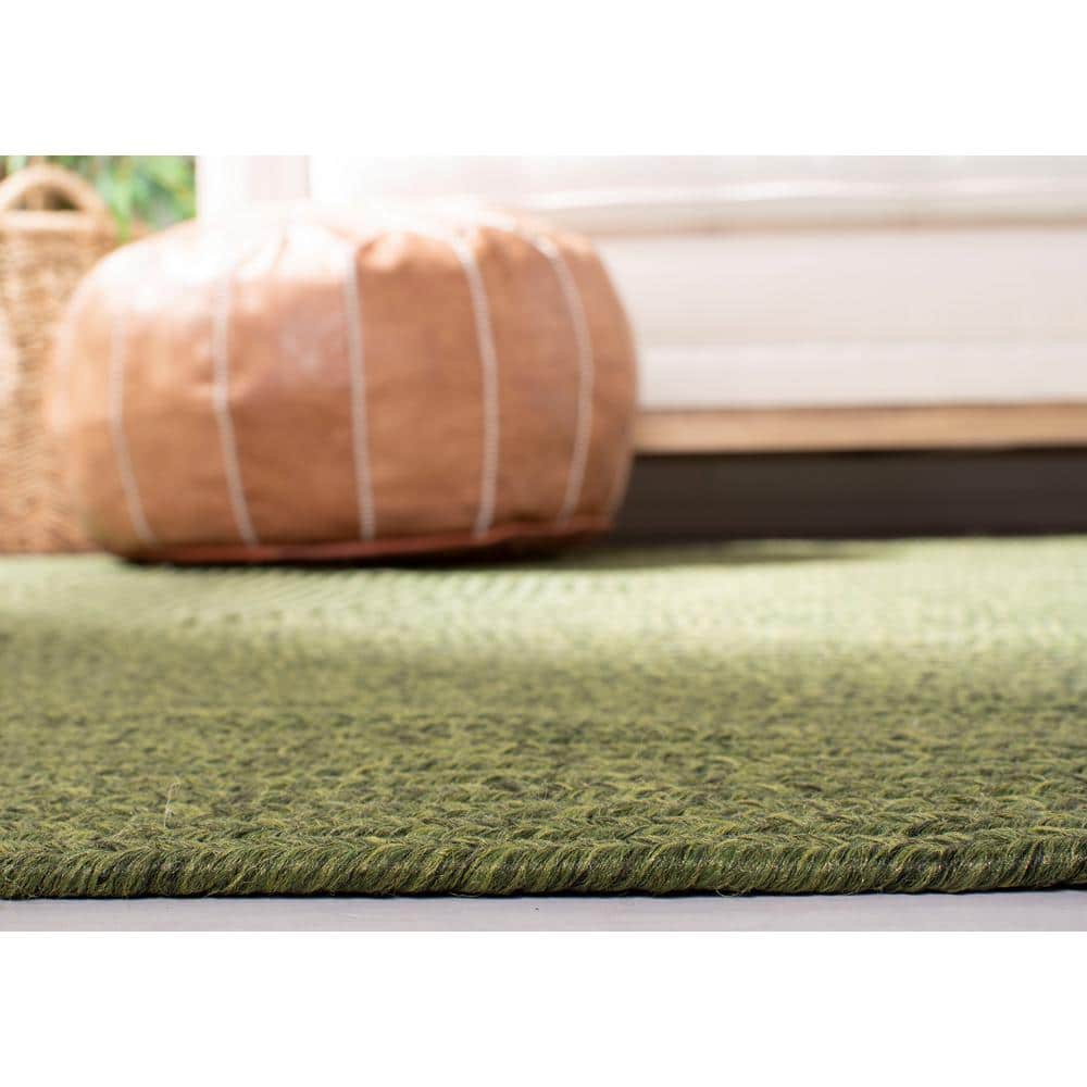 Handwoven Braided Green Synthetic 5' x 8' Oval Area Rug