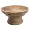 Natural Mango Wood Ridged Footed Serving Bowl