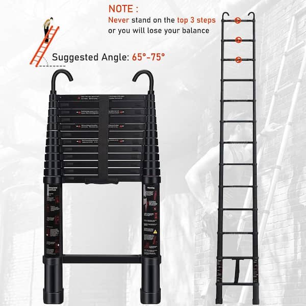 20 ft. Aluminum Telescoping Ladder with Detachable Hooks, EN131