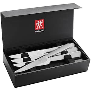Porterhouse 4.5 in. Stainless Steel Full Tang Steak Knife Set of 8 in. Black Presentation Box