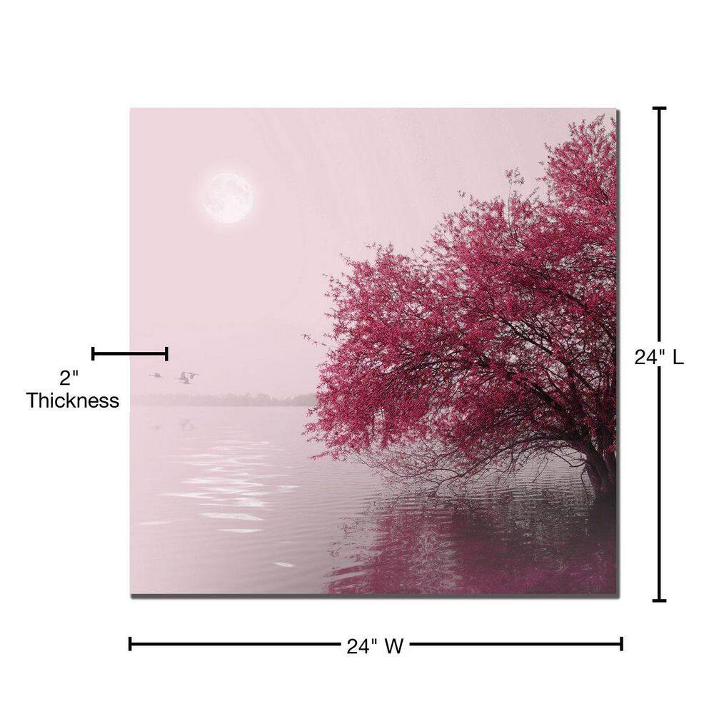 Philippe Sainte-Laudy Full Moon on the Lake Pink Canvas Art