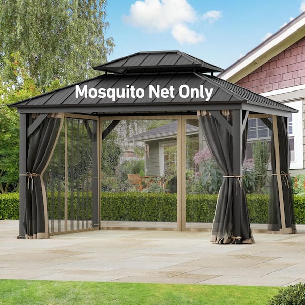 COVERED OUTDOOR OUTDOOR LIVING SPACES Ultra Series 11 ft. x 13 ft. Gazebo Replacement Mosquito Netting, Khaki