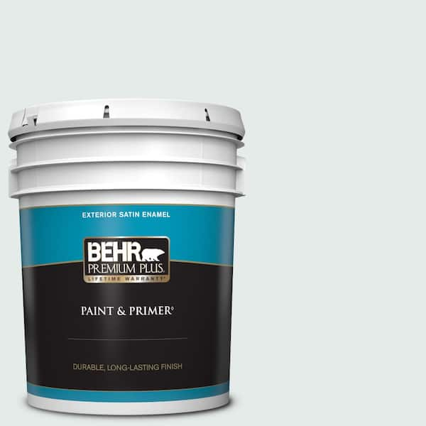 BEHR PREMIUM PLUS 5 gal. #740E-1 Dream Catcher Satin Enamel Exterior Paint & Primer