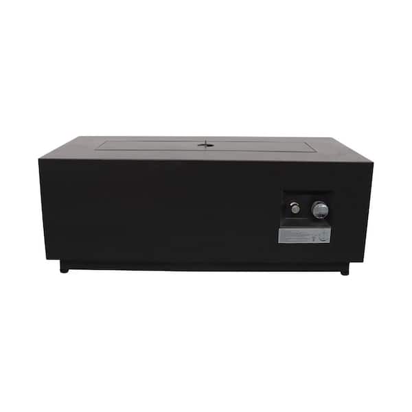 42 in. W 50,000 BTU Rectangle Steel Outdoor Propane Gas Fire Pit Table with Lid
