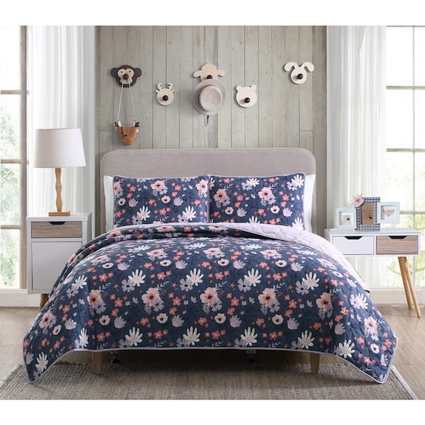 Kute Kids Lexy Floral Purple Twin Microfiber Quilt Set