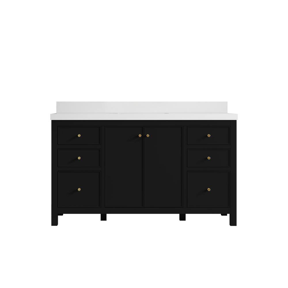 Chicago 60 in. W x 22 in. D x 36 in. H Single Sink Bath Vanity in Black with 2 in. White Qt. Top price history on PriceWatchPro