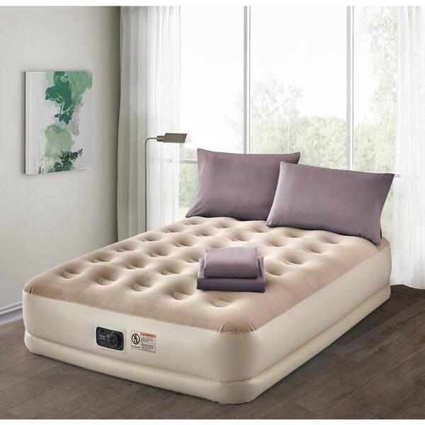 Guestroom Survival Kit Deluxe 16 in. Twin Air Mattress with Complete Lavender Bedding Set