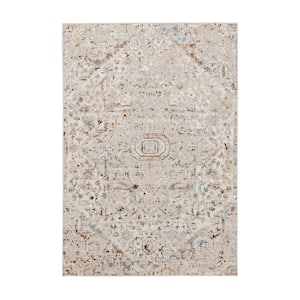 Damon Grey 5 ft. 3 in. x 8 ft.Traditional Floral Medallion Area Rug