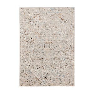 Damon Grey 7 ft. 10 in. x 10 ft. Traditional Floral Medallion Area Rug