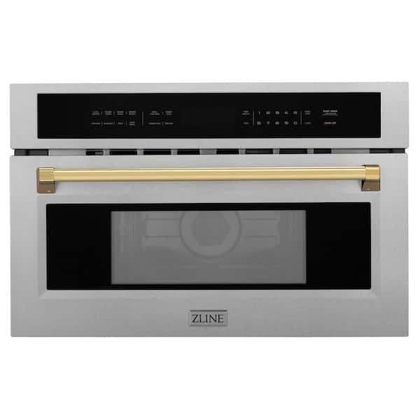Autograph Edition 30 in. 1.6 cu ft. Convection Microwave Oven in Satin Stainless Steel with Polished Gold Accents