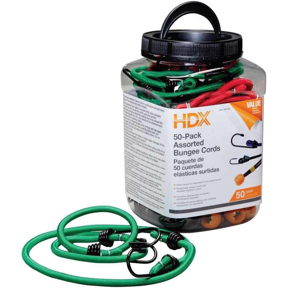HDX Assorted Length Bungee Cord (50Pack) FH12065 The Home Depot
