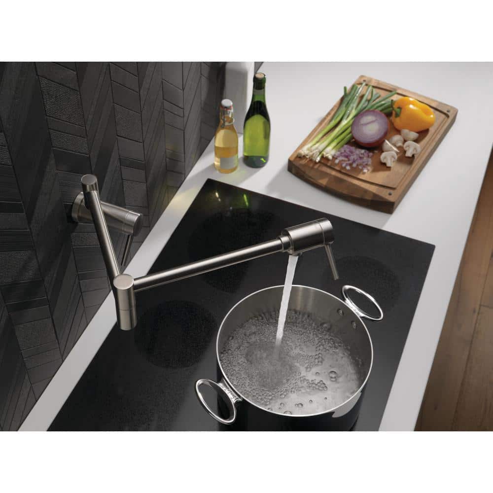 Stainless Steel Wall Mounted Dual Handle Pot Filler Faucet