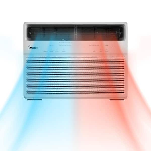 8,000 BTU Smart Window Air Conditioner for Rooms up to 350 Sq. Ft. with Heat, Remote, Dual Filter, Wi-Fi in White
