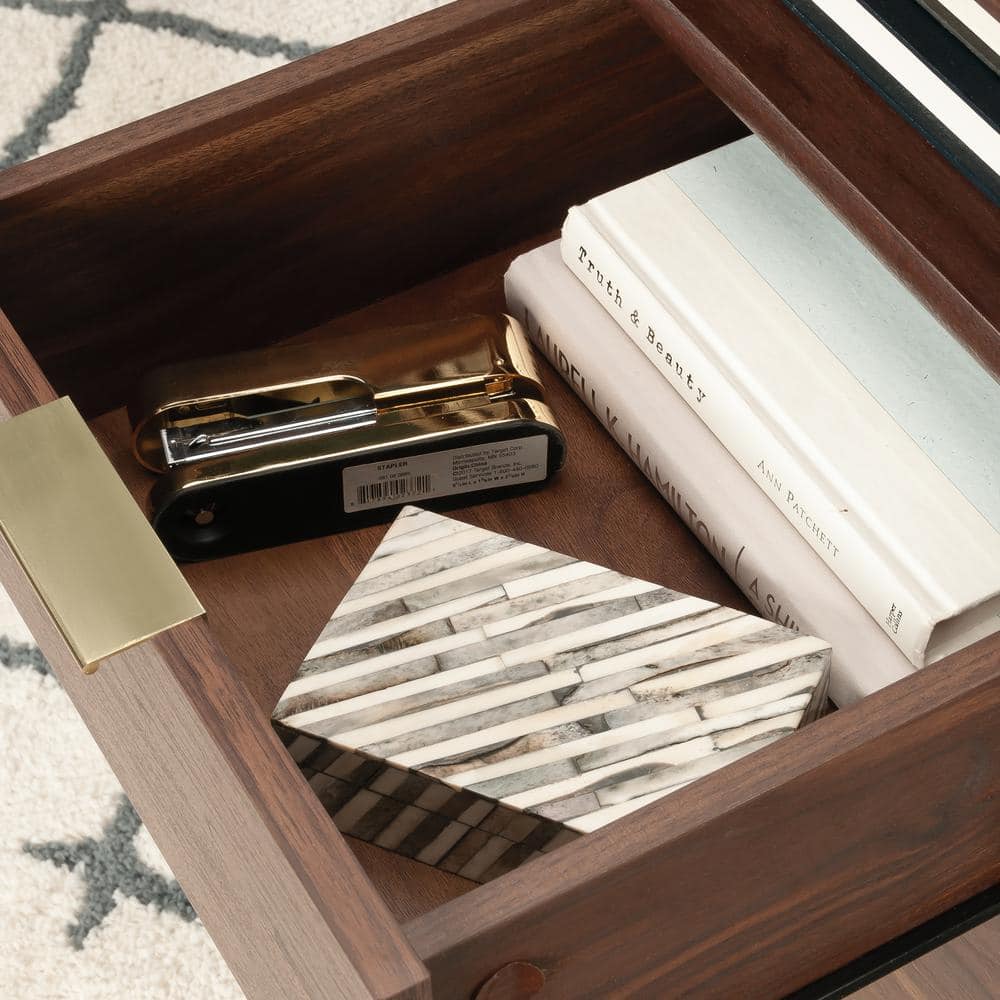 Grand Walnut Executive Desk with Drawers and Filing Cabinet