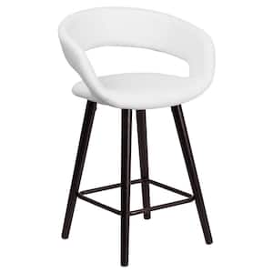 23.75 in. Cappuccino and White Cushioned Bar Stool