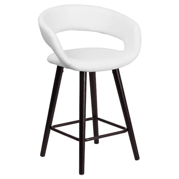 Flash Furniture 23.75 in. Cappuccino and White Cushioned Bar Stool