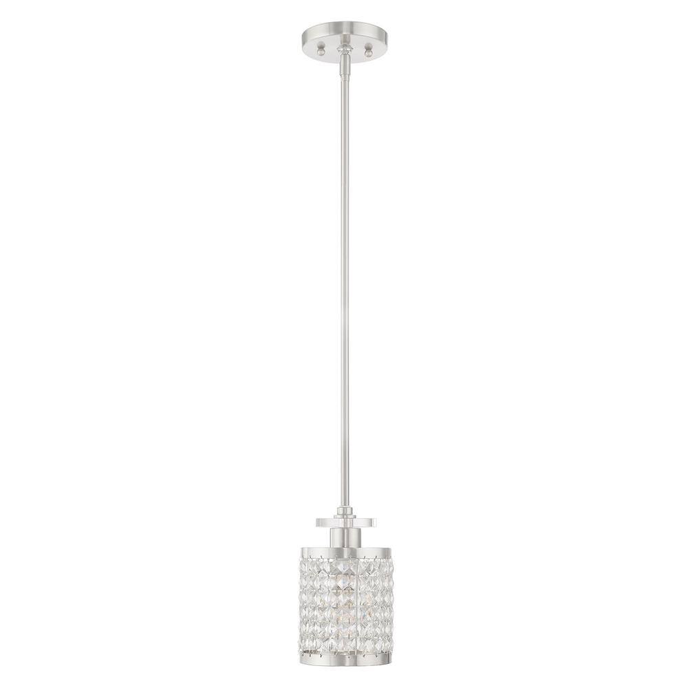 Elegant Brushed Nickel Mini Pendant with Clear Crystal Shade