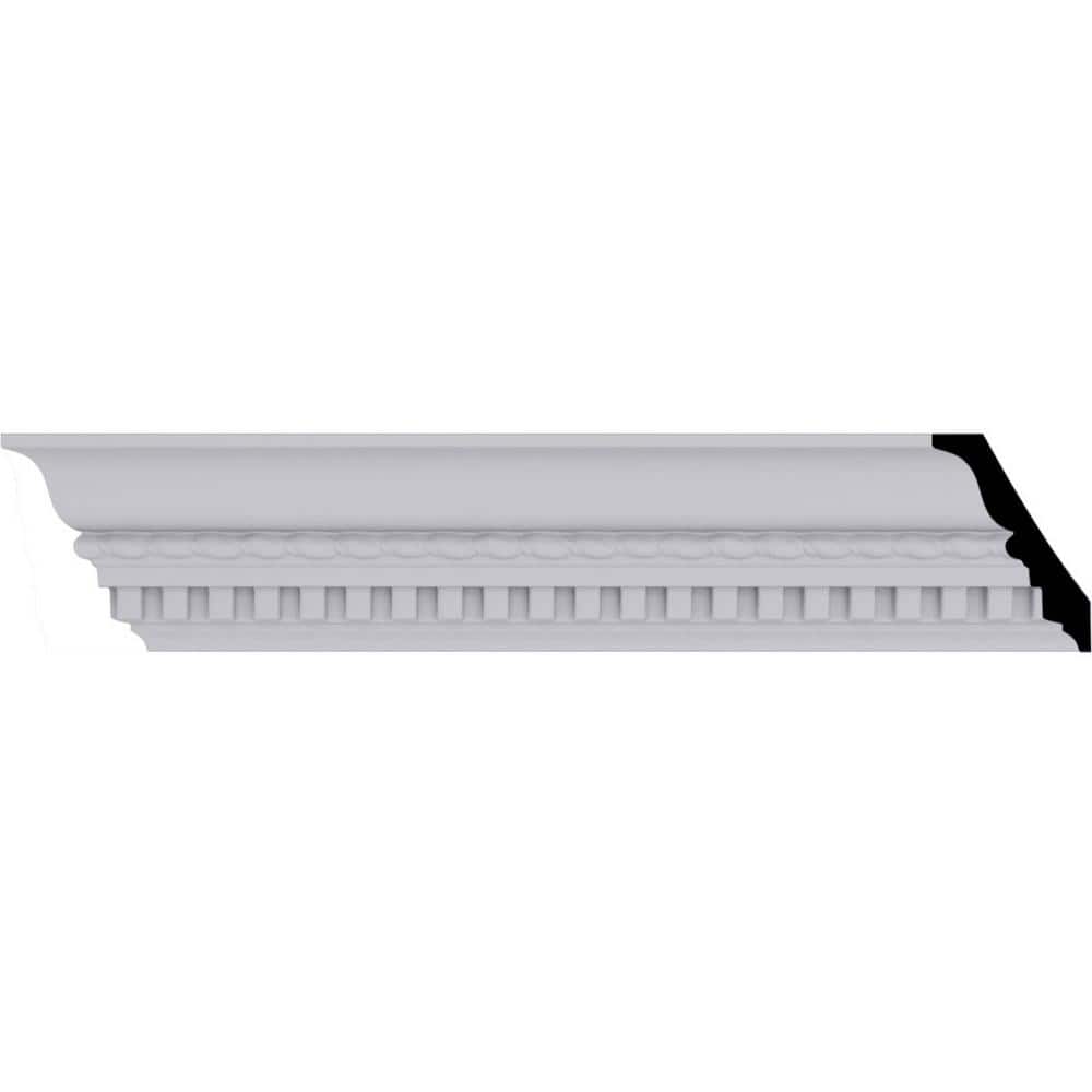 Primed White Geometric Crown Moulding Sample, 12 in