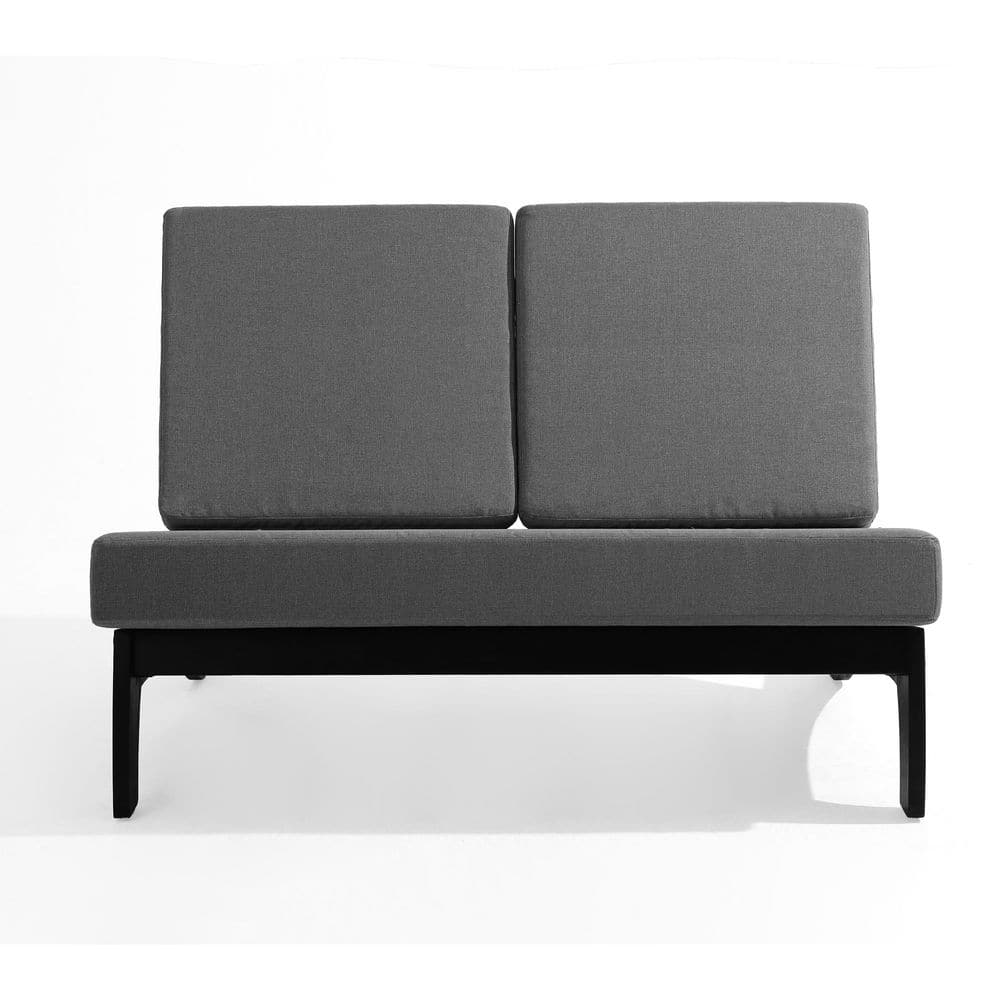 Black Acacia Wood Outdoor Club Armless Loveseat with Gray Cushions (Set of 1) price history on PriceWatchPro