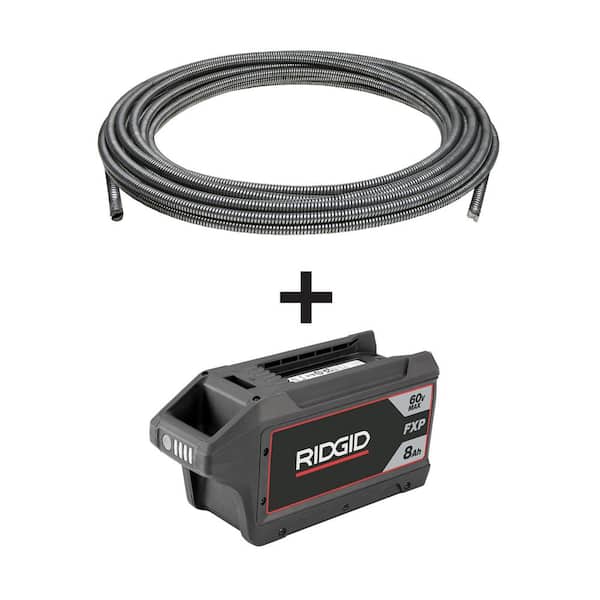 3/4 in. x 100 ft. C-100 IC Inner Core Drain Cleaning Cable and FXP 60-Volt 8Ah Battery Bundle