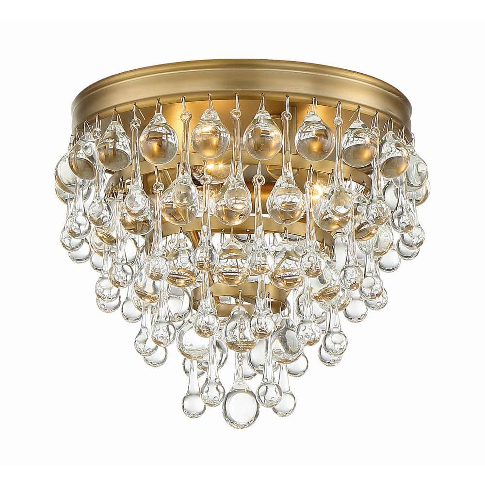 Calypso 10.5 in. 3-Light Vibrant Gold Flush Mount price history on PriceWatchPro