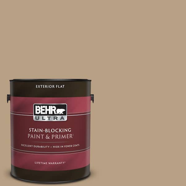 BEHR ULTRA 1 gal. Home Decorators Collection #HDC-AC-12 Craft Brown Flat Exterior Paint & Primer
