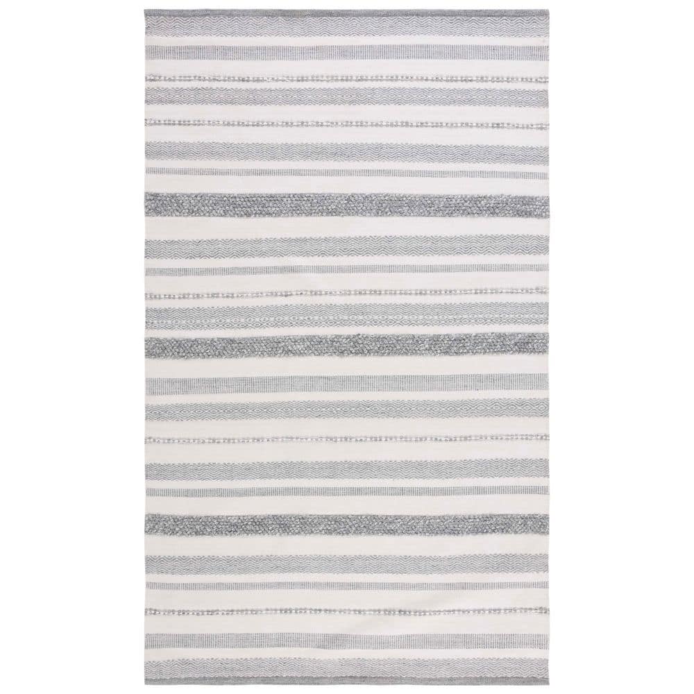 Kilim 6 ft. x 9 ft. Silver/Ivory Striped High-Low Area Rug price history on PriceWatchPro