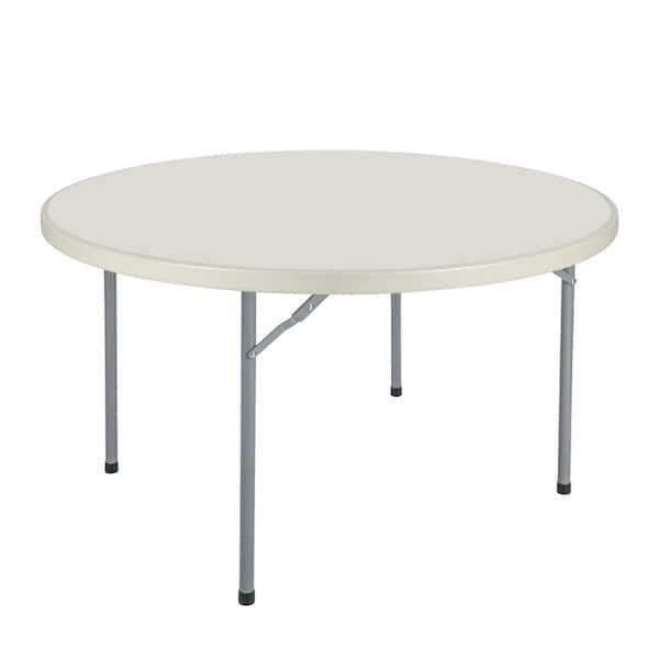 HAMPDEN FURNISHINGS Baldwin 48 in. Round Folding Banquet Table, Plastic Top, Metal Frame, Speckled Grey