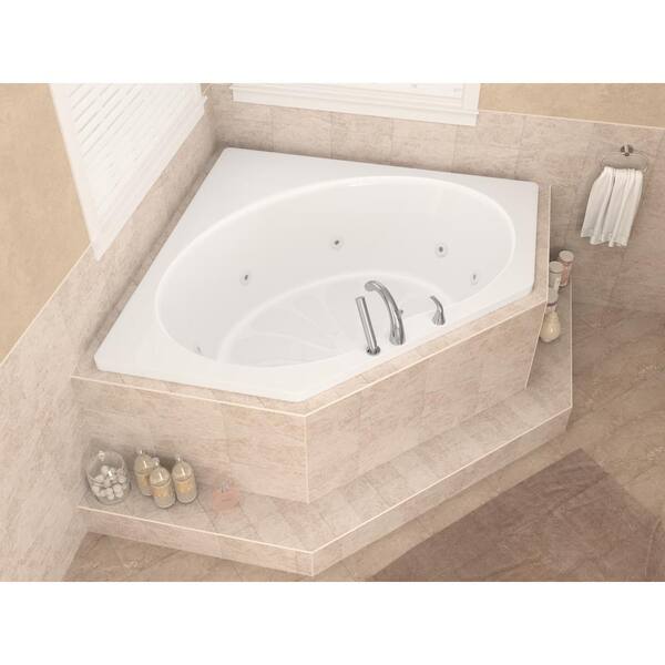 Universal Tubs Pearl 5.6 ft. Acrylic Center Drain Flatbottom Whirlpool and Air Bath Tub in White HD3467RD